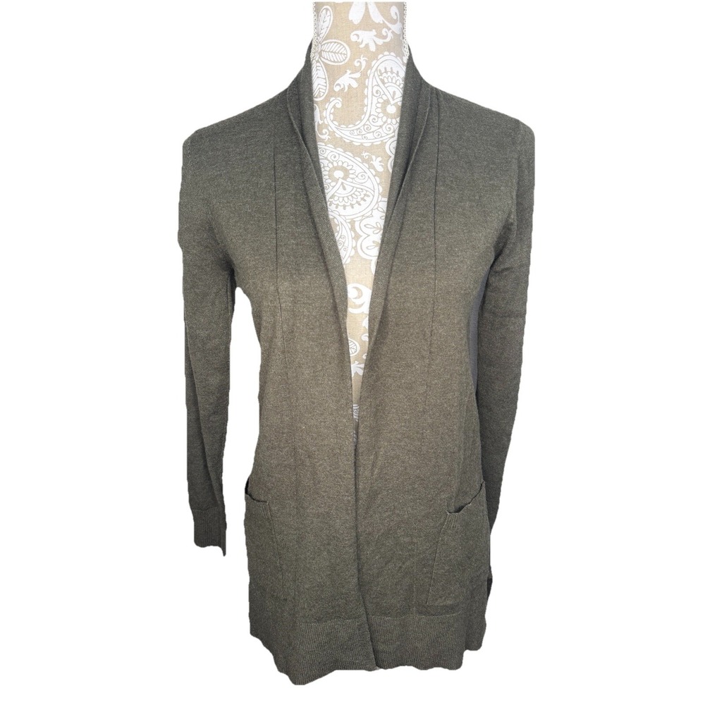 Stitch Fix Pink Clover Women Cardigan Sweater‎ Size XS Pockets Open Front Green